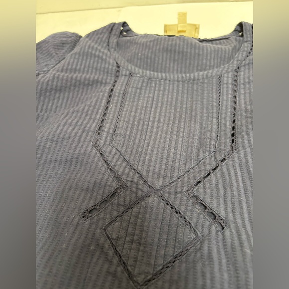 Anthropologie Moulinette Soeurs navy blue size 6 seersucker eyelet bohemian boxy - Picture 15 of 16